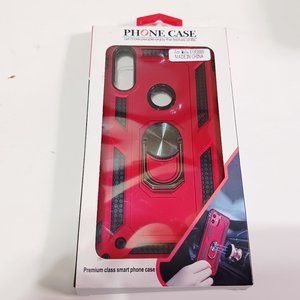 Phone case Moto E7/E2020 red hard case with built in finger ring